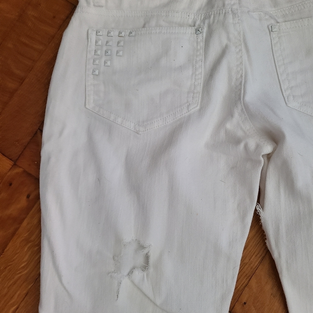 HP🔥🔥Really white distressed ripped jeans sz 5 - Picture 7 of 7
